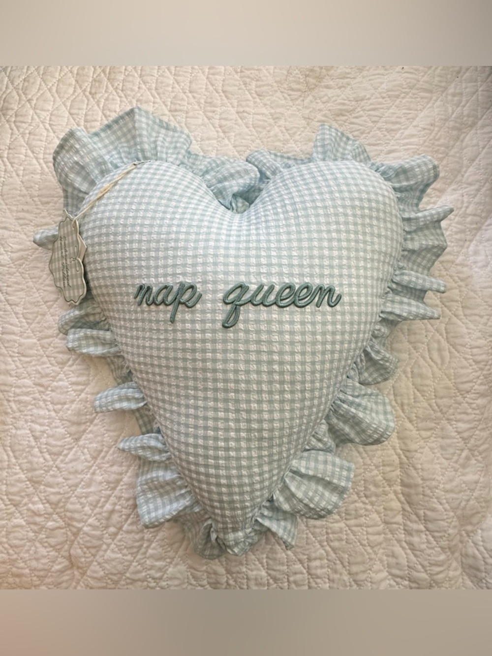 NWT StyleHouse Heart Pillow “Nap Queen” Ruffle Cottagecore Decor